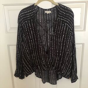 Silence + Noise Black and White Wrap Blouse
